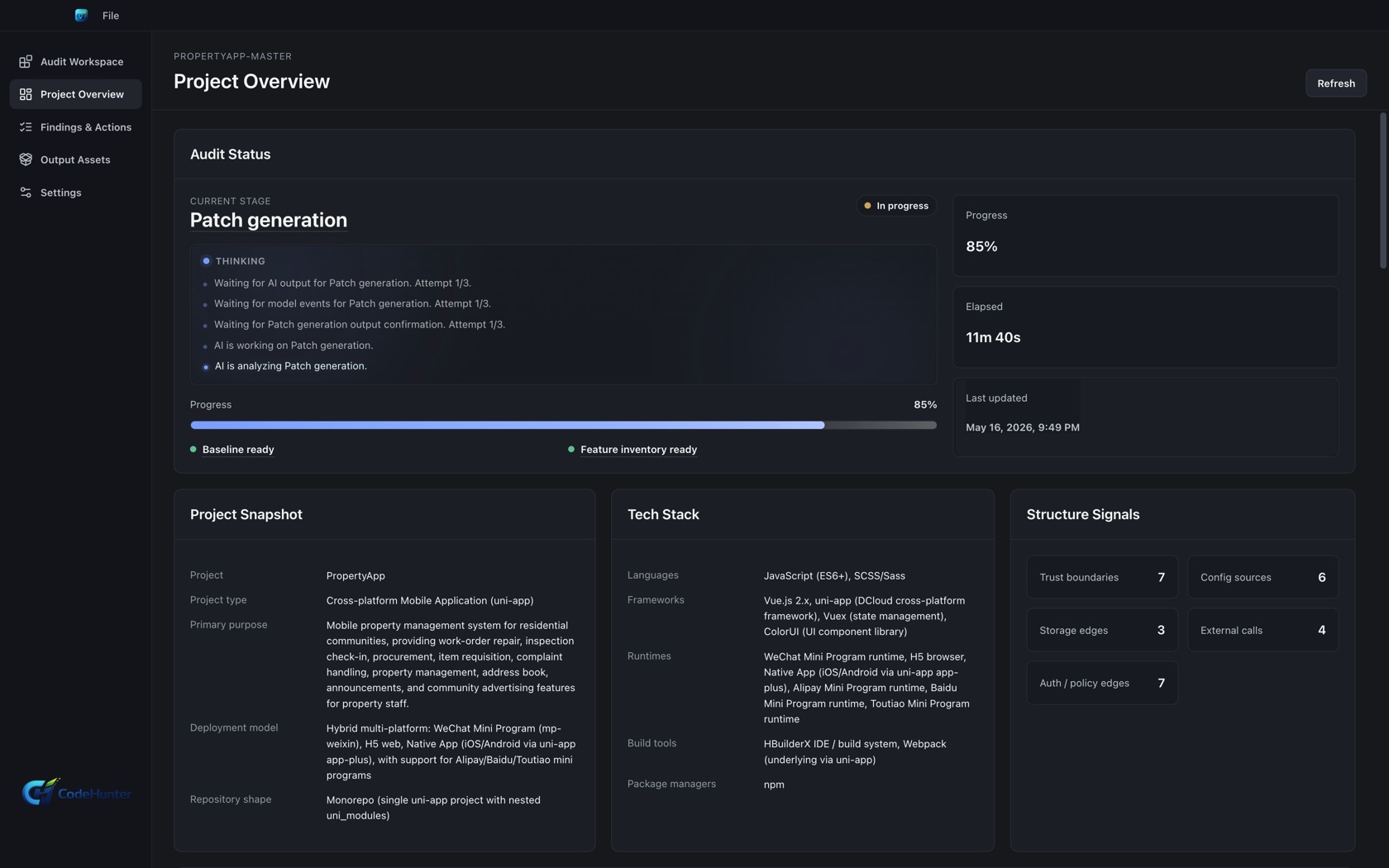 Code Hunter Personal project overview