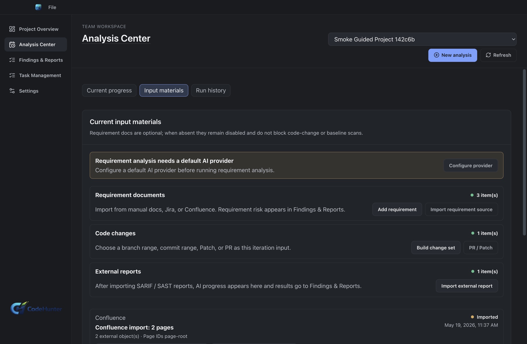 Code Hunter product workspace