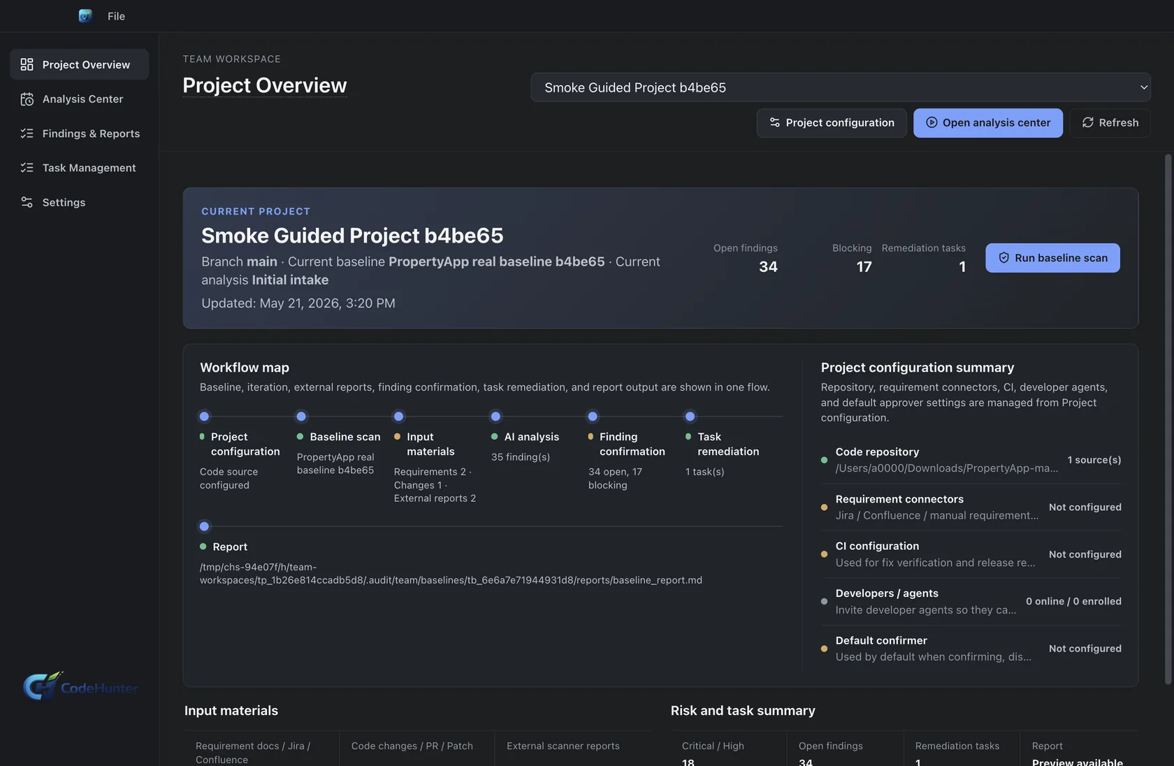 Team baseline workspace